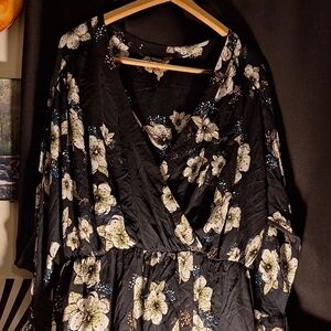 Free People Tuscan Dreams *L Black Base /white Flowers